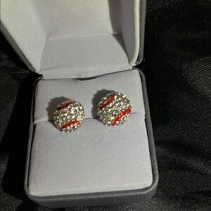 Rhinestone baseball earrings